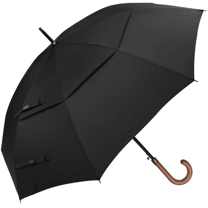 G4Free 52 Inch Golf Umbrella Windproof Large Stick Umbrella Wooden Handle