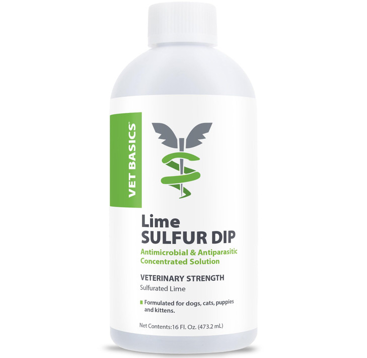 Vet Basics Lime Sulfur Dip  Skin Itch Relief Concentrated Antimicrobial & Antiparasitic Solution for Dogs, Cats,