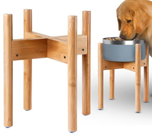 Dog Bowl Stand for Large Dogs - Adjustable, Easy Fold-Down