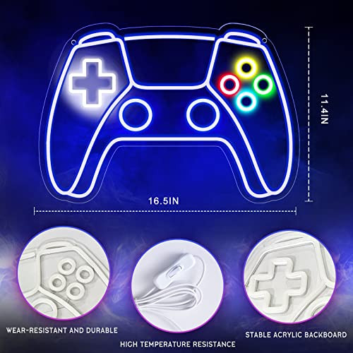 Gamer Neon Sign, Gamepad Shaped LED Neon Sign for Gamer Room Decor, Gaming Neon Sign for Boys Room Decor, Neon Gaming