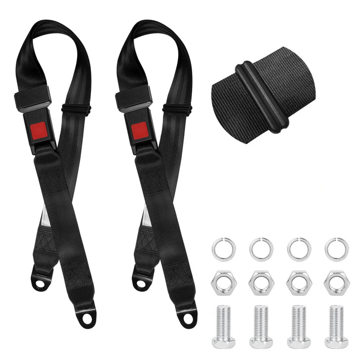 2-Pack Universal Golf Cart Seat Belts Adjustable Lap Kit for UTV Go Kart