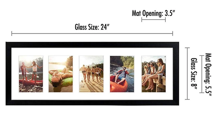 Americanflat 4x6 Collage Picture Frame with Shatter-Resistant Glass - Fits Five 4x6 Photos or Use as One 8x24 Picture