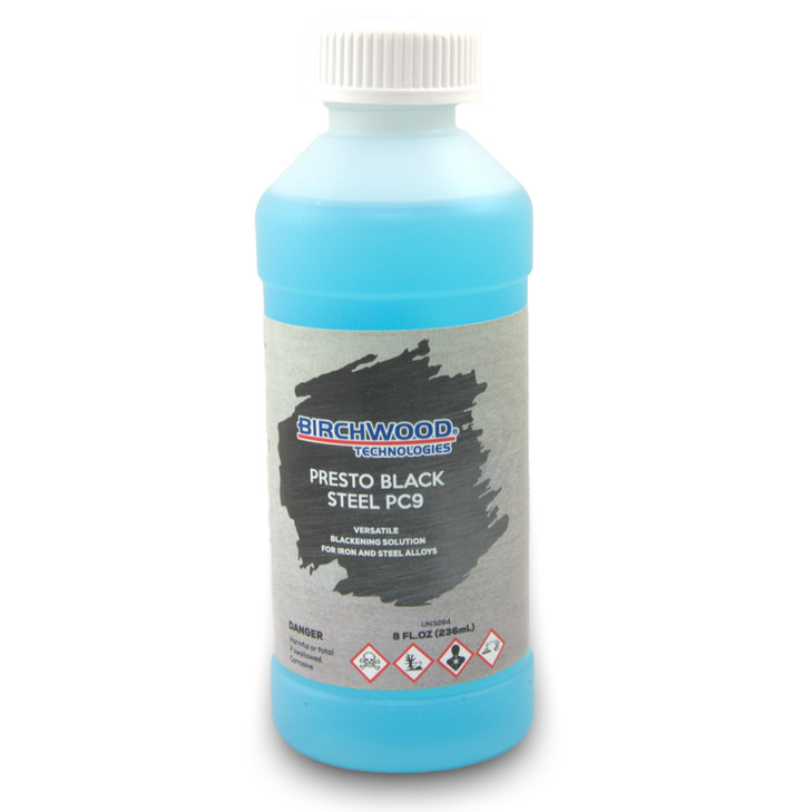Birchwood Presto Black STEEL PC9 - versatile blackening solution for iron and steel alloys traditional patina blue and