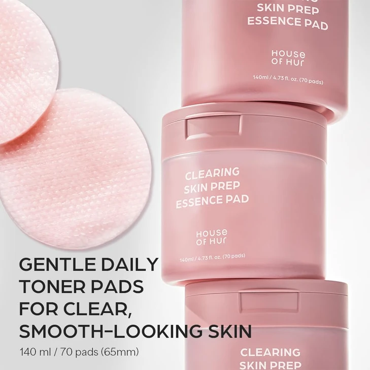 House of Hur Clearing Skin Prep Essence Pads  Fungal Acne Safe AHA BHA PHA Exfoliating Toner Pads with Red Beet