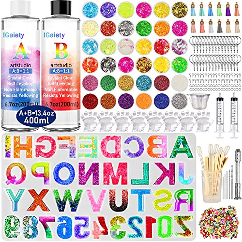 IGaiety Resin Kit for Beginners with Backward Alphabet Mold