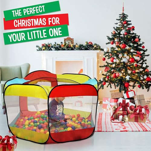 Kids Ball Pit Pop Up Large Tent for Toddlers - Indoor & Outdoor Gift Toys for Infants Girls & Boys, Baby Playpen with