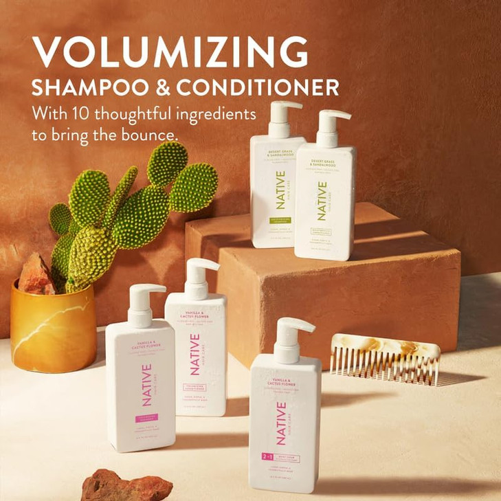 Native Vanilla & Cactus Flower Shampoo and Conditioner Contain Naturally Derived Ingredients |All Hair Type Color &