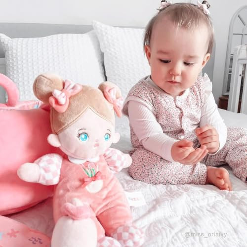 OUOZZZ Baby Doll Accessories with Soft Doll, Bassinet, Blanket and Bottle