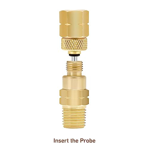Roastove Brass Gauge Adaptor 1/4 NPT Female,2-1/2 OAL x 1-2/5" x 1/8" Probe with Stainless Steel Sheath,Pressure Gauge