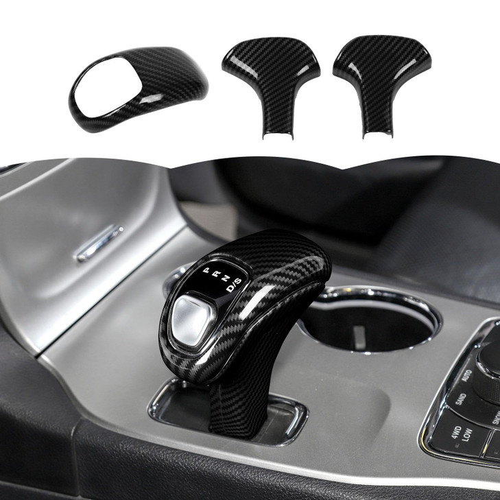 RT-TCZ Carbon Fiber Gear Shift Knob Cover Trim Decorative Interior Accessories Compatible with Jeep Grand Cherokee