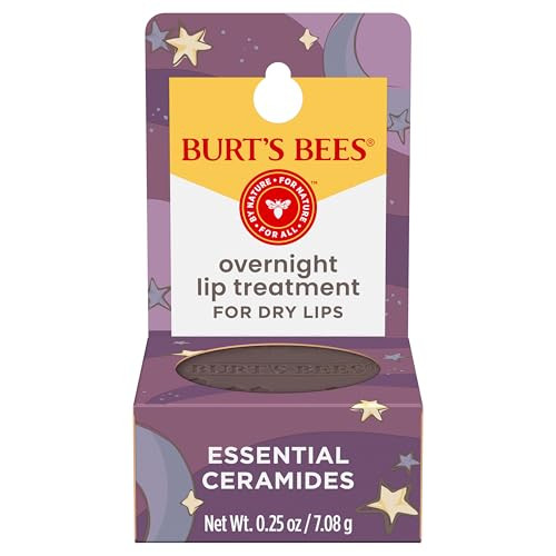 Burt's Bees Original Overnight Intensive Lip Treatment, Moisturizing, Restorative, Reduces Fine Lines, Vitamin E, Ceramides Oils, Natural Origin Lip