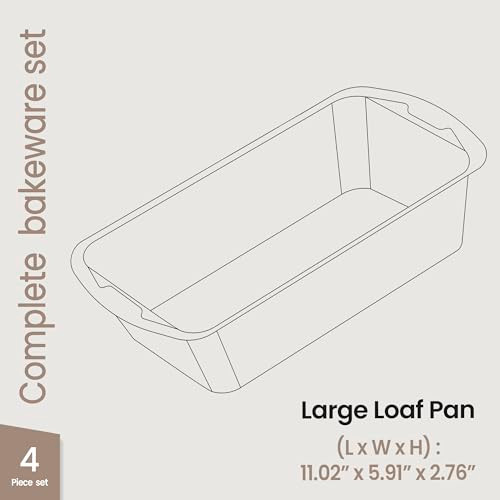 Nonstick Loaf Pan Set Pack of 4, Carbon Steel 11" Large Baking Bread Pan, Oven Safe Up to 450°F, PFOA, PFOS, PTFE
