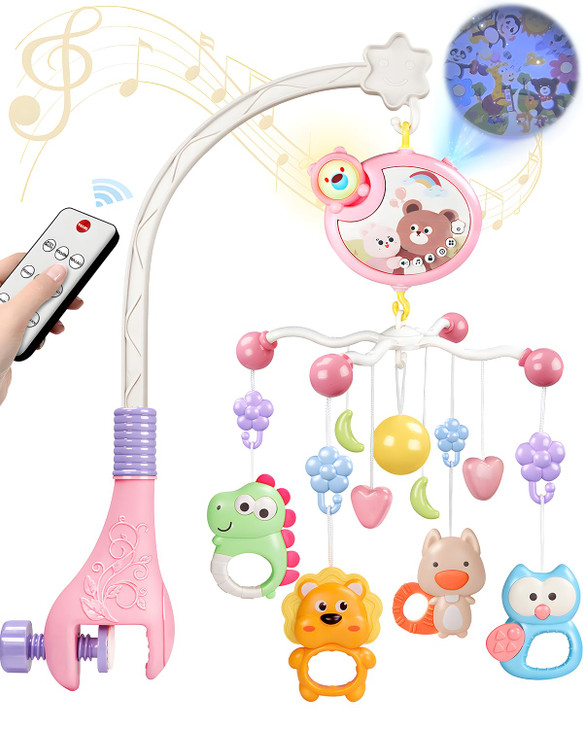 RSEPD Crib Mobile With Music And Lights, Mobiles For Cribs, Baby Mobile Arm Toys Hanging For Bassinets Girls Boys,