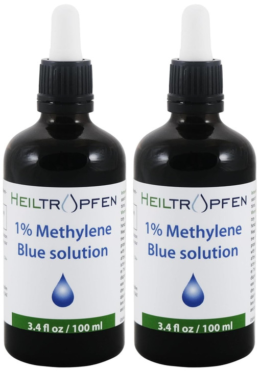 2X Methylene Blue 1% Solution | 2X 3.4 Fl Oz - 2X 100 ml | Ultra High Purity | Pharma Grade Ingredients - Third-Party