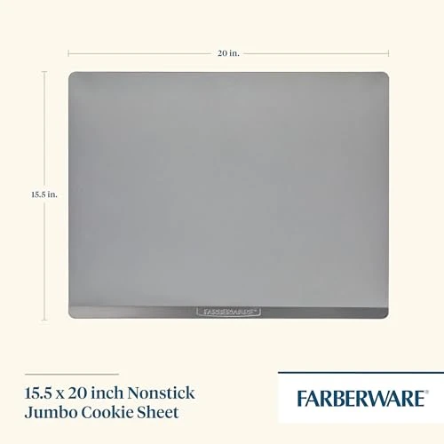 Farberware GOLDEN BAKE Nonstick Jumbo Cookie Sheet, Cookie Sheets for Baking Nonstick, 15.5-Inch x 20-Inch, Light Gray