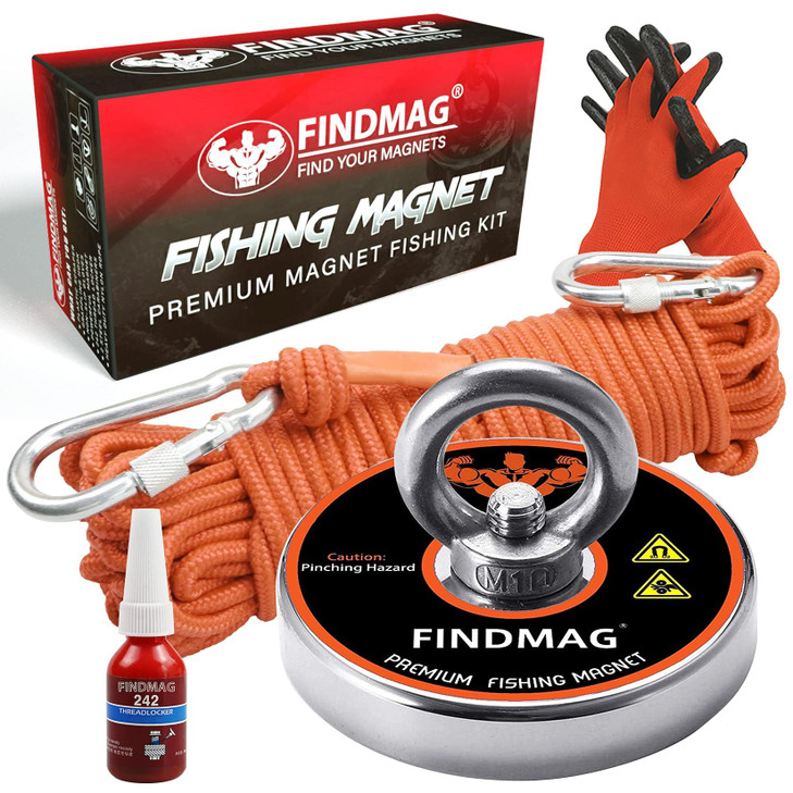 FINDMAG 600 LBS Magnet Fishing, 2.95 Inch Neodymium Fishing Magnet Kit