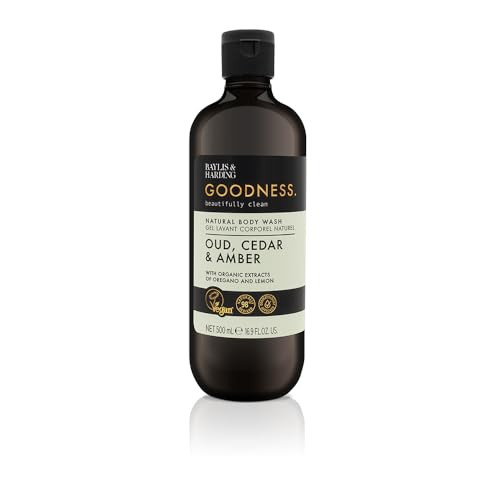 Baylis & Harding Liquid Body Wash Soap, Goodness, Oud, Cedar & Amber, 16.9oz/500ml, (3-Pack)