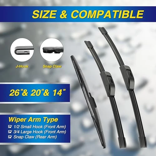 5 PLUS Silicone Windshield Wipers Fits Ford Edge 2007-2014 (3 PACK)