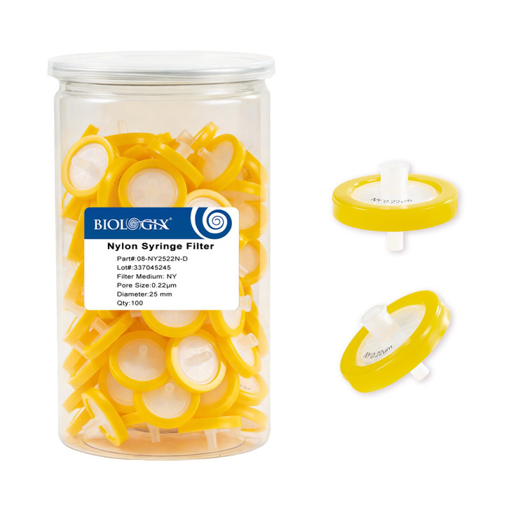 CryoKing Syringe Filters Nylon, 25mm, 0.22um, Non-Sterile, 100Pack