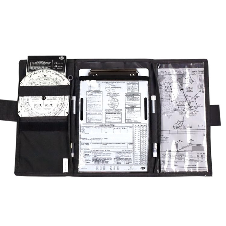 CYA Trifold Pilot Kneeboard Holder - Black Nylon Cockpit Organizer