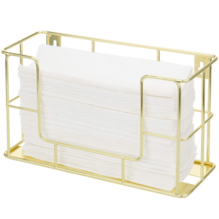 MyGift Modern Brass Wire Metal Folded Paper Towel Holder, Wall Mounted Rack