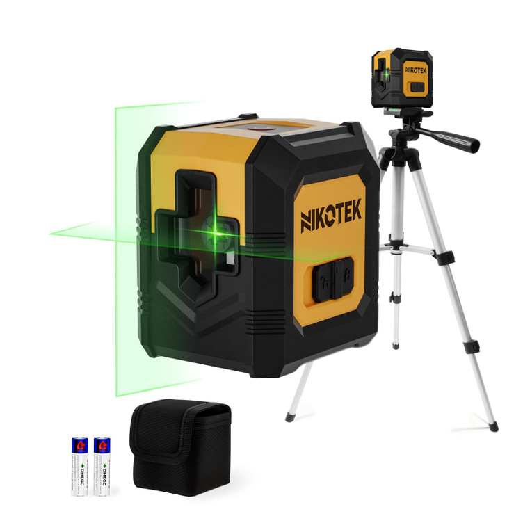 Nikotek Laser Level with Tripod, Self-Leveling Green Beam Horizontal and Vertical Cross-Line Laser for Home Decoration