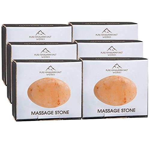 Pure Himalayan Salt Works Flat Oval Massage Stone, Pink Crystal Hand-Carved Stone for Massage Therapy, Deodorant and