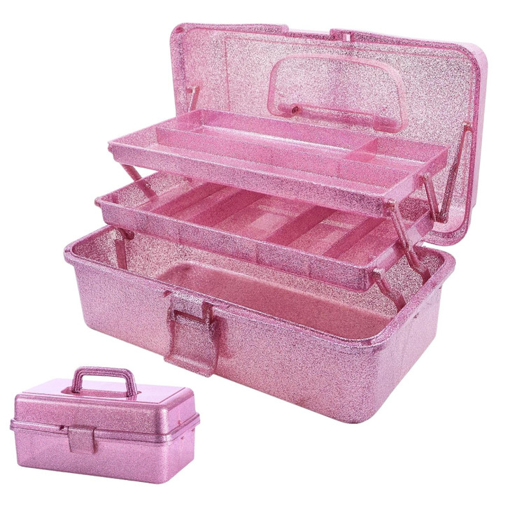 Saim 3-Layer Storage Bin, Carry Organizer Box for Art Craft Makeup Supplies
