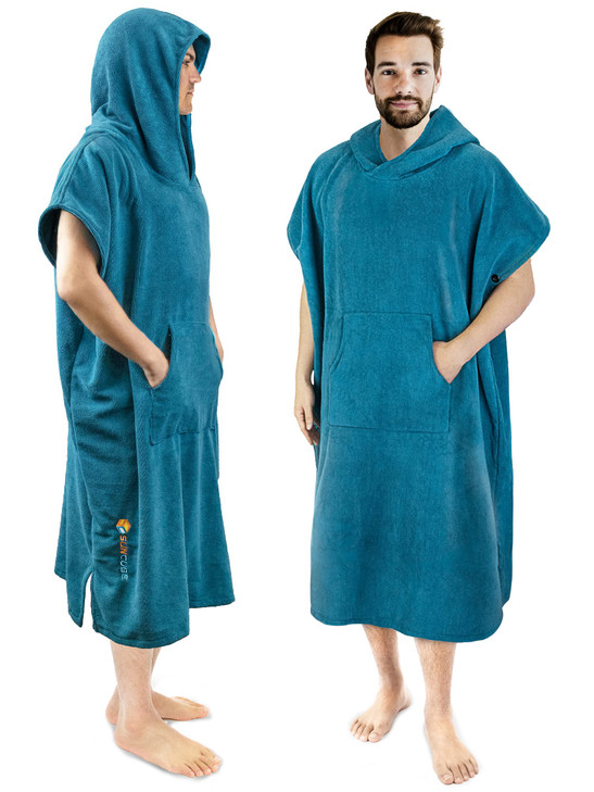 SUN CUBE Surf Poncho Changing Robe Men Women Hooded Changing Towel Sea Blue
