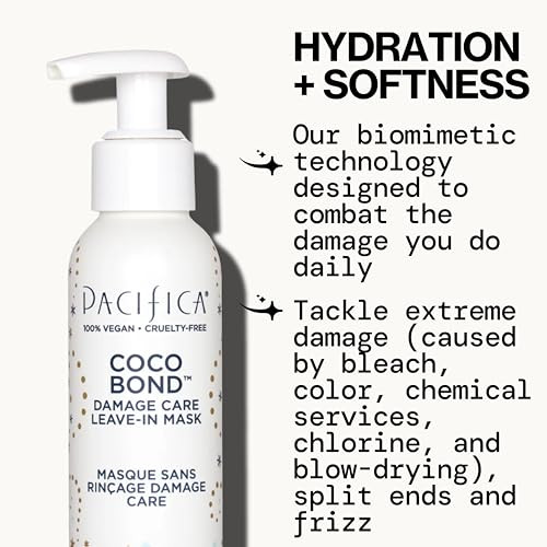 PACIFICA Beauty, Coco Bond Damage Care Leave-In Repair Mask Treatment, Dry & Damaged Hair from Bleach, Color, Chemical