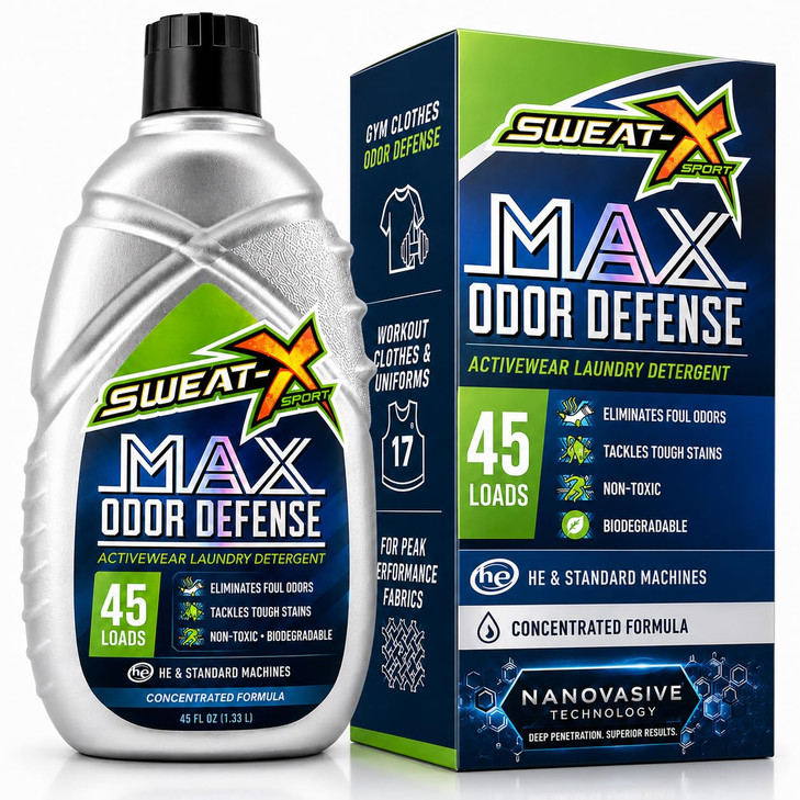 SWEATX Max Odor Defense Sport Laundry Detergent Liquid, 45 Loads