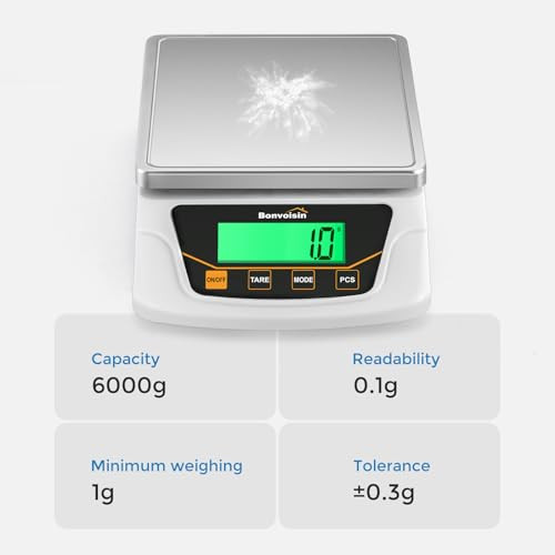Bonvoisin Digital Scale 0.1 Gram Accuracy Precision Lab Scale 6000g Scientific Digital Balance for Laboratory, Jewelry
