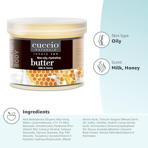 Cuccio Naturale Milk and Honey Butter Blend  Ultra Moisturizing Cream for Hands, Feet, and Body  26 Ounces