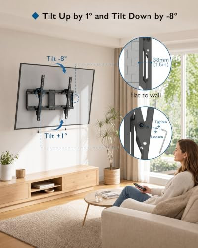 BONTEC TV Wall Mount, 37-85 Inch, Supports up to 132lbs, Max VESA 600x400mm