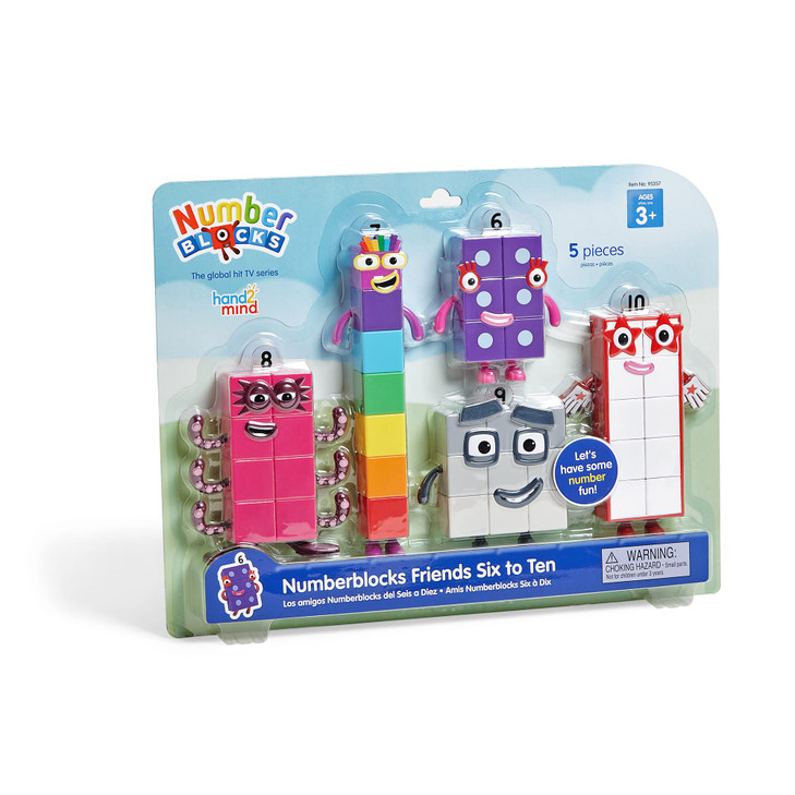 hand2mind Numberblocks Friends Six to Ten Figures  Official Licensed Character Action Figure Set, Numbers and