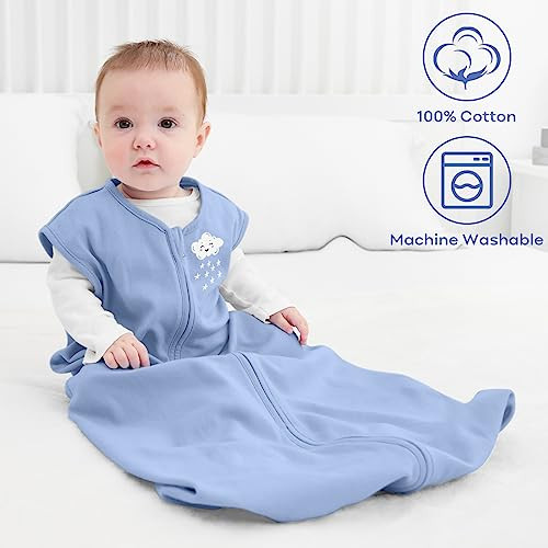 Yoofoss Baby Sleep Sack 6-12 Months Baby Wearable Blanket 100% Organic Cotton 2-Way Zipper TOG 0.5 Toddler Sleeping