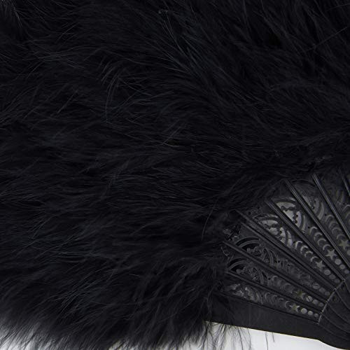 BABEYOND Roaring 20s Vintage Style Peacock & Black Marabou Feather Fan Flapper Accessories for Costume Halloween