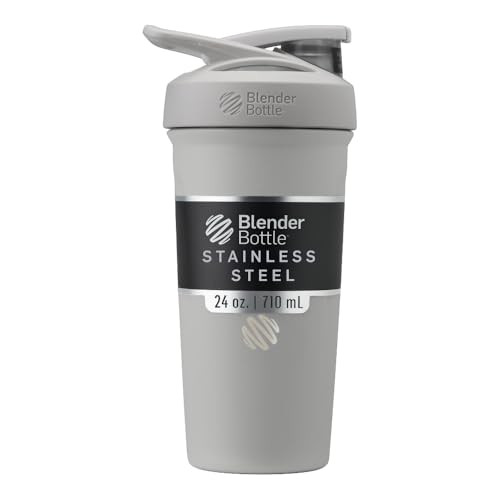 BlenderBottle Sport Flip Stainless Steel Shaker Bottle 24 oz Grey