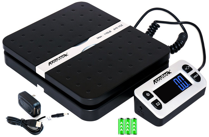 ACCUTECK 8580 High Capacity 110 Lbs High Accuracy 0.1OZ Digital Postal Scale with Remote Display, Batteries and USB
