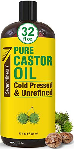 Pure Cold Pressed Castor Oil - Big 32 fl oz Bottle - Unrefined & Hexane Free - 100% Pure Castor Oil for Hair Growth,