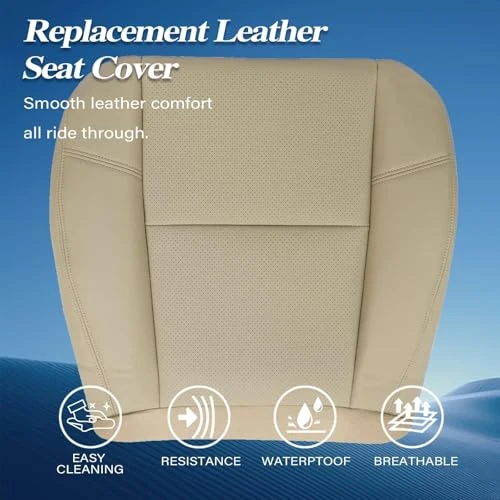GXARTS Light Tan #333 313 Driver or Passenger Side Bottom Perforated Leather Seat Cover Fit for Chevy Tahoe Suburban