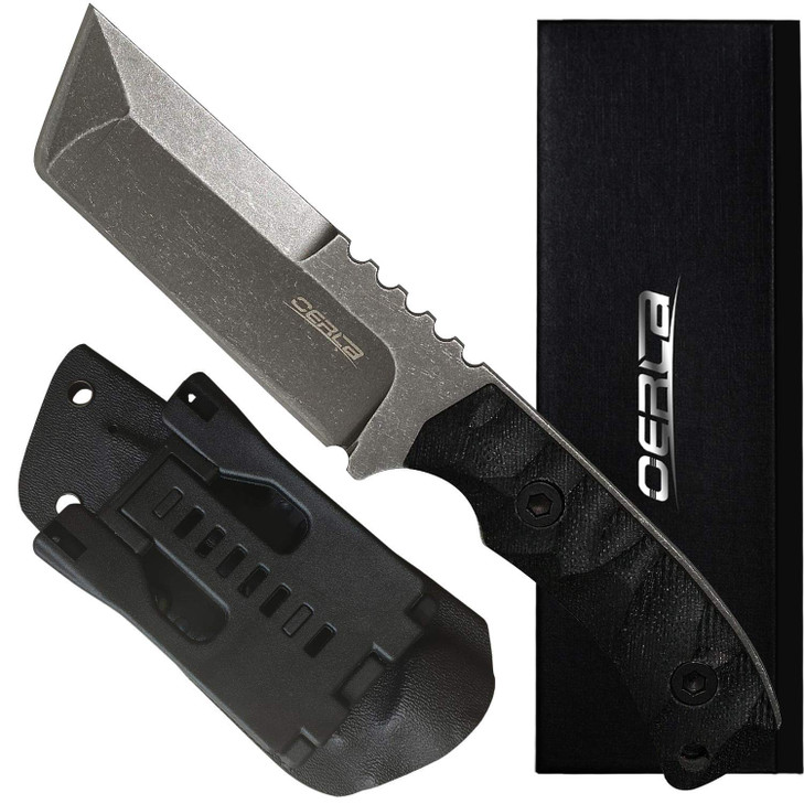 OERLA TAC Knives OLHM-012 Fixed Blade Outdoor Duty Small Cleaver Knife 420HC Stonewashed Stainless Steel Field Knife