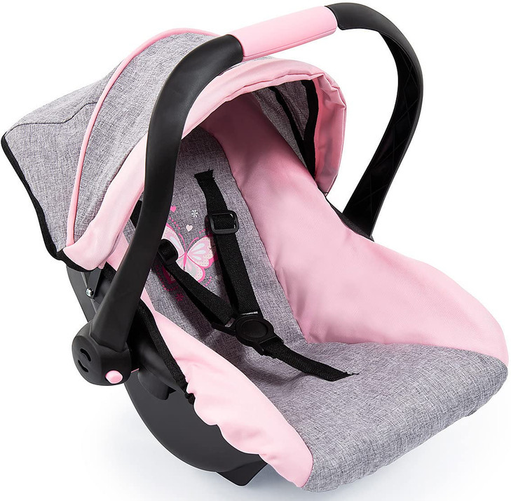 Bayer Design 67933AA Toy, Car Seat Easy Go for Neo Vario Pram with Cover, Doll Accessories, Pink, Grey with