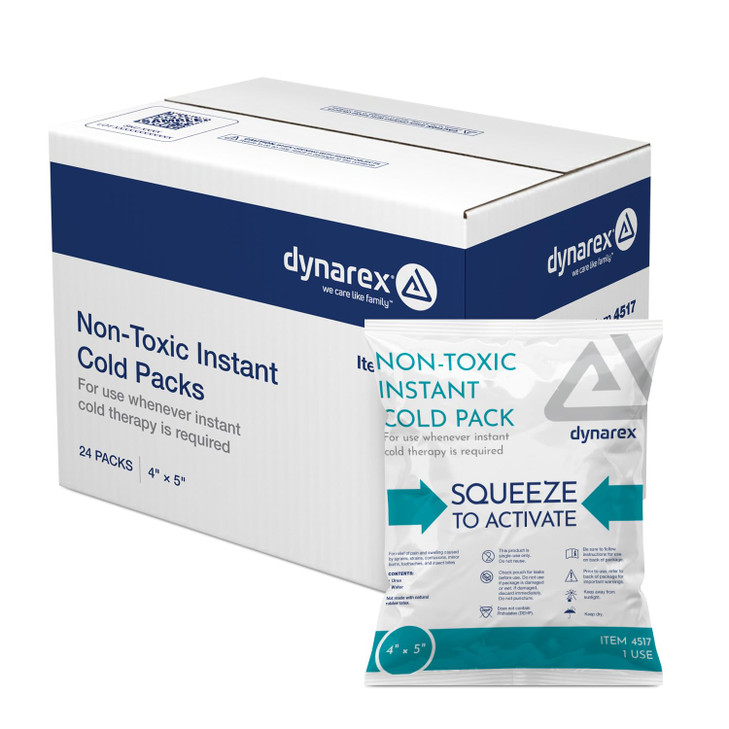 Dynarex Instant Cold Packs - Non-Toxic - Disposable Cold Compress for First Aid - Portable and Conforms to Body