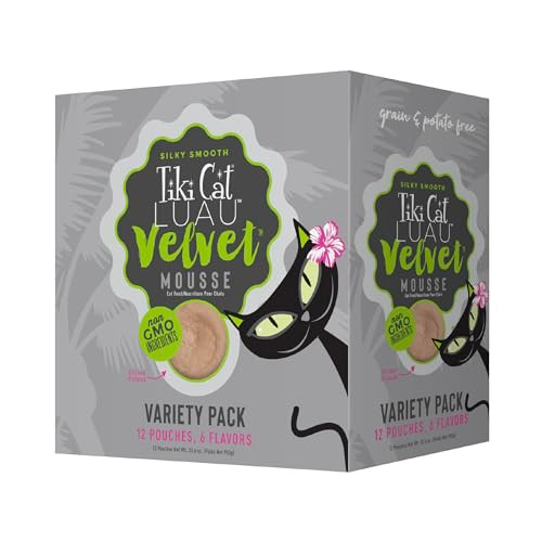 Tiki Pets Wet Cat Food, Variety Pack, Adult, 2.8 oz Pouch, 12-Pack