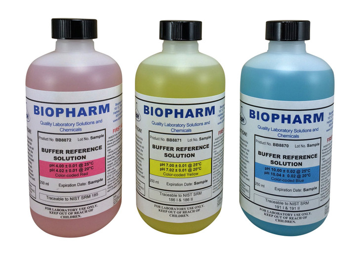Biopharm pH 4.00, 7.00 & 10.00 Calibration Buffer 3-Pack, 250 mL Each