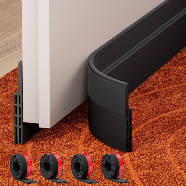 Grotheory 4 Pack Door Draft Stopper, Door Sweep, Weather Stripping Seal