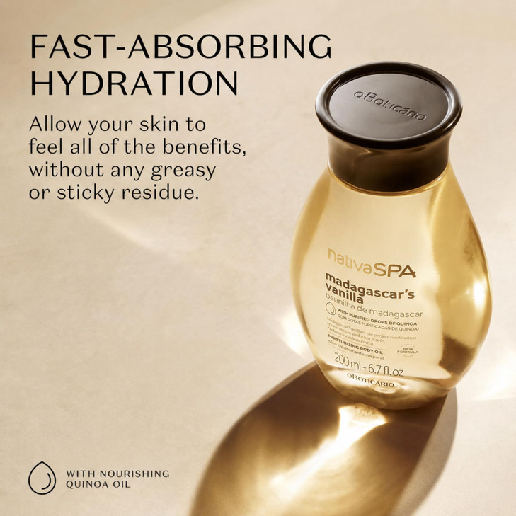 Nativa SPA Brazilian Body Oil - 6.7 oz, Moisturizing Madgascar Vanilla