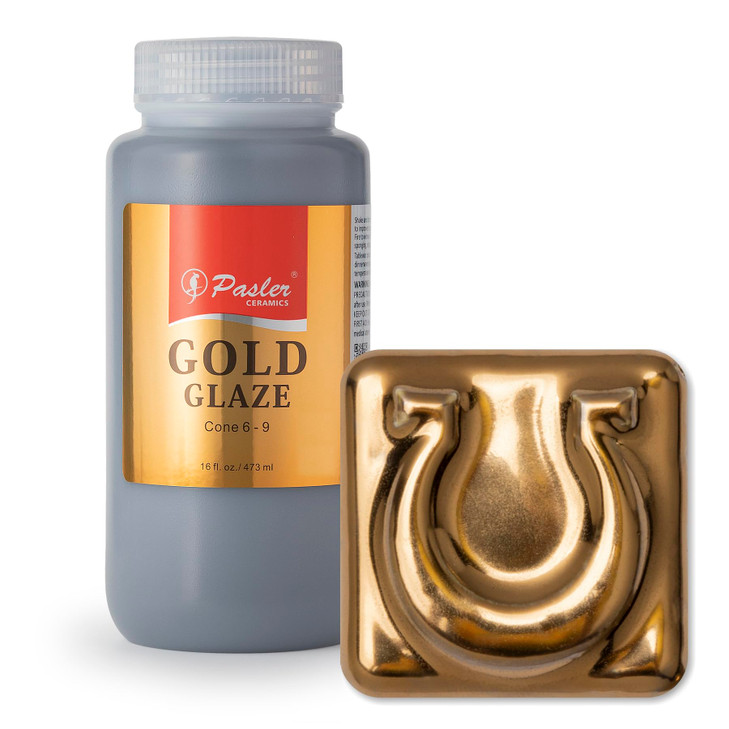 Pasler Gold Glaze for Ceramic Pottery Bisque,PCG01,16fl oz/473ml