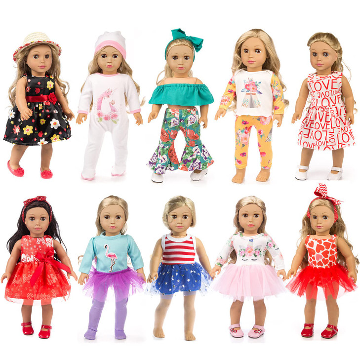 ZQDOLL 19 pcs American Doll Clothes Accessories, for 18 inch Doll Play Set